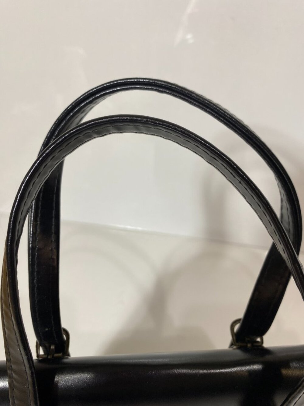 VINTAGE Black Horse Head Top Handle Handbag Structured Equestrian Purse 7" - Picture 5 of 8